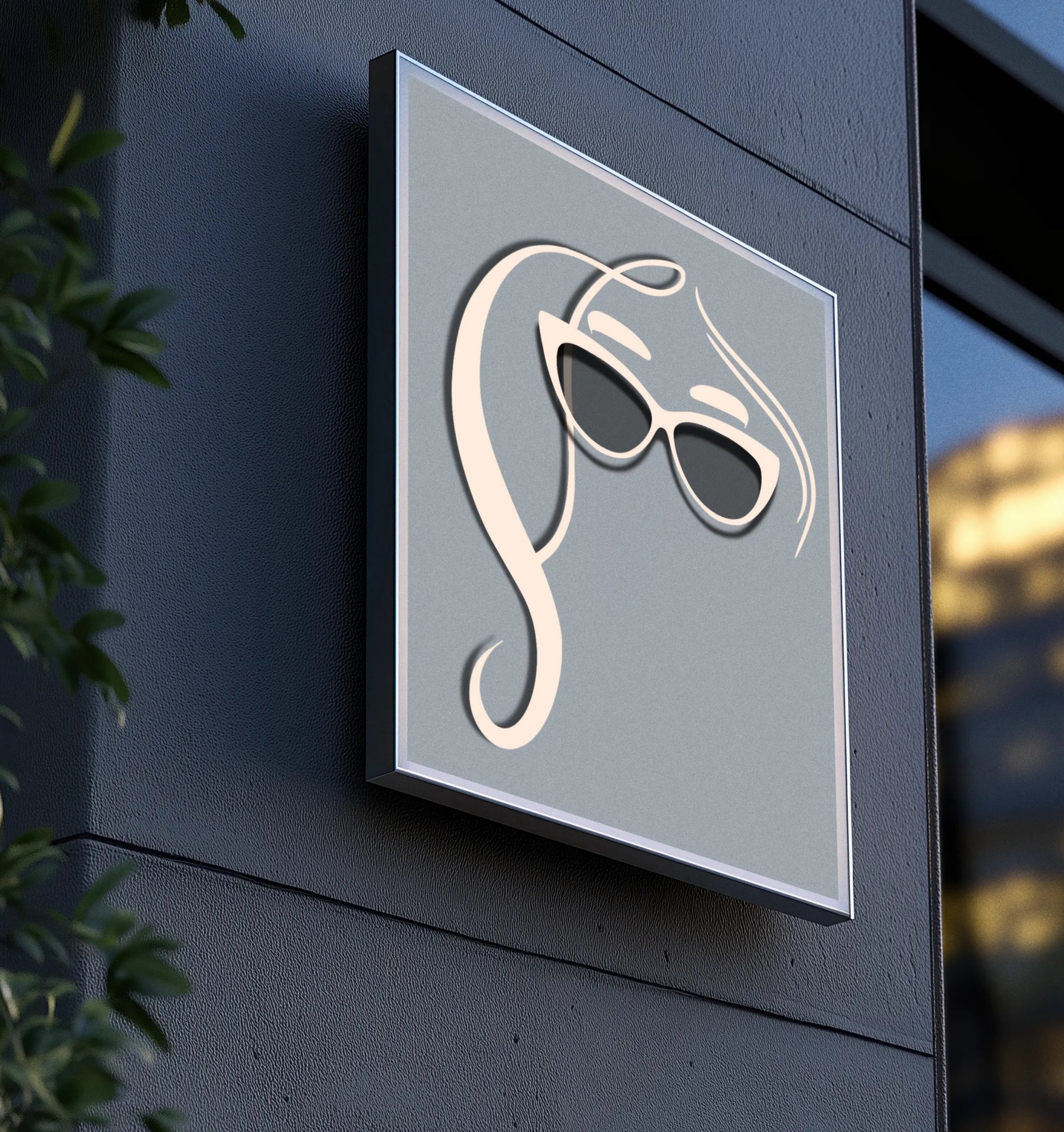 Loushee Logo on a building facade with blurred background