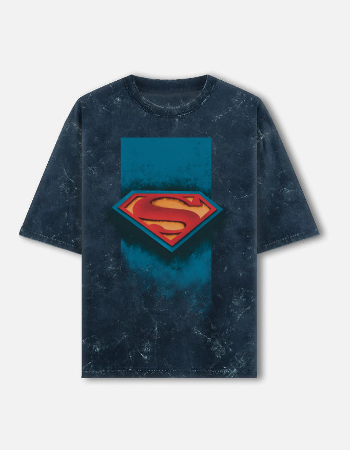 Man of Steel - DC Acid Washed Oversized Tee