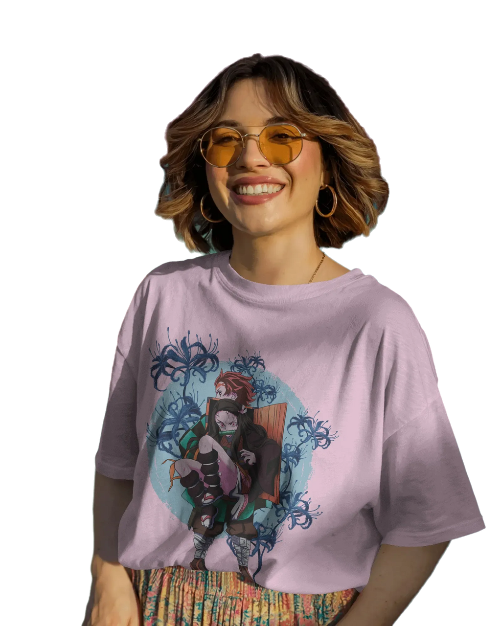 Tajiro and Nezuko - Demon Slayer Terry Oversized Tee