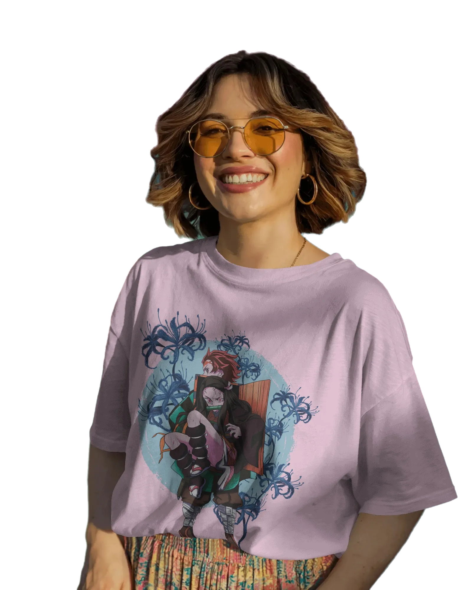 Tajiro and Nezuko - Demon Slayer Terry Oversized Tee