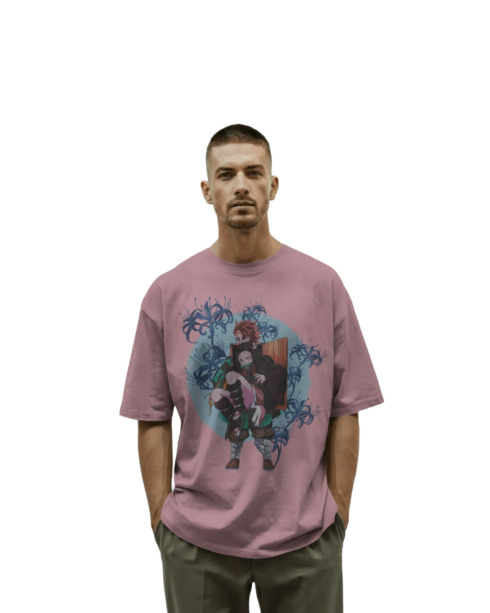 Tajiro and Nezuko - Demon Slayer Terry Oversized Tee