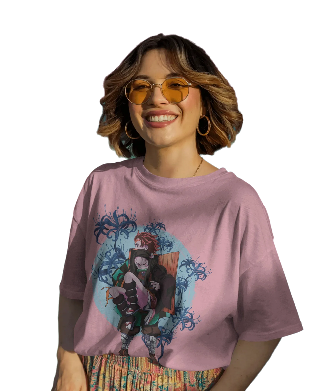 Tajiro and Nezuko - Demon Slayer Terry Oversized Tee