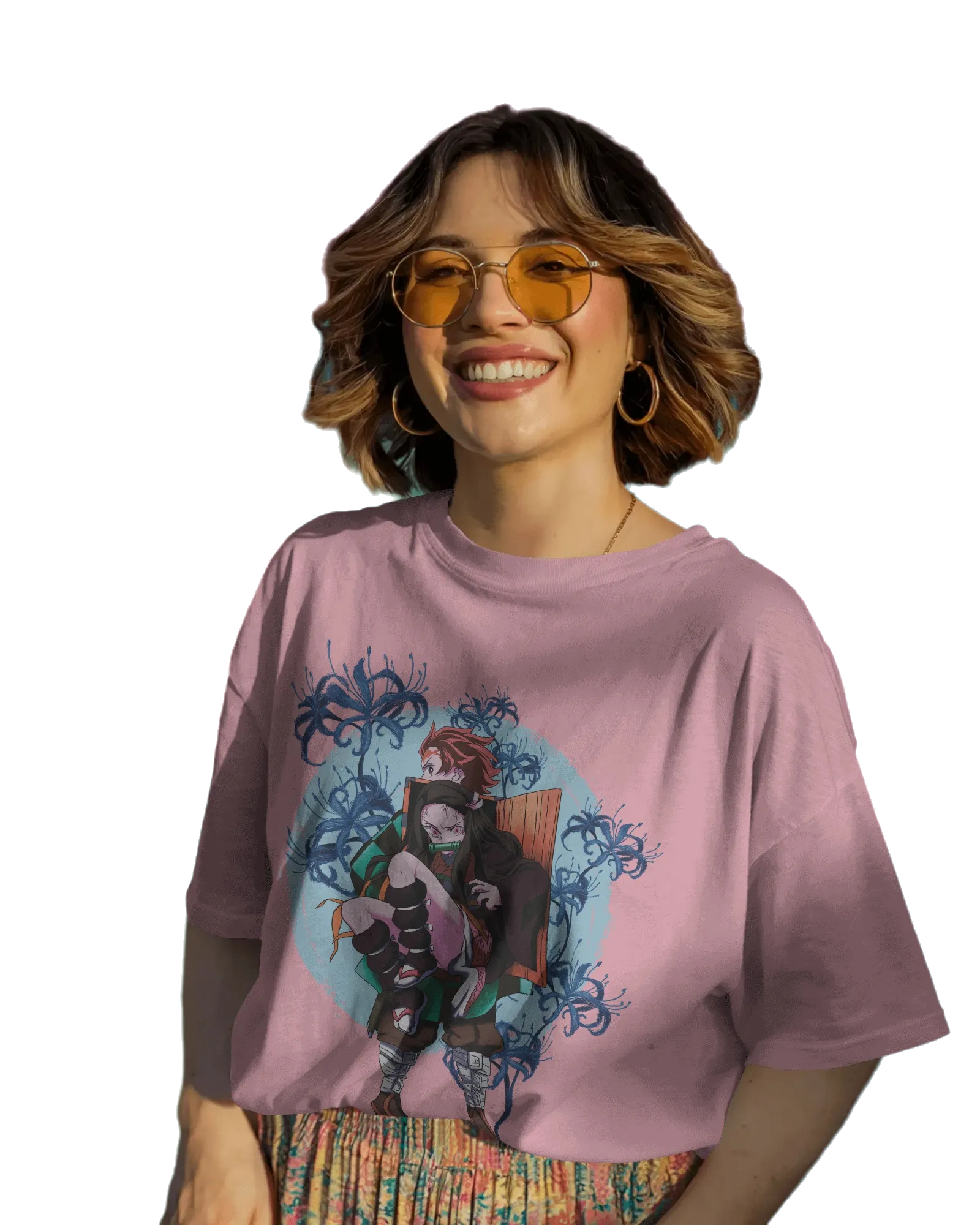 Tajiro and Nezuko - Demon Slayer Terry Oversized Tee