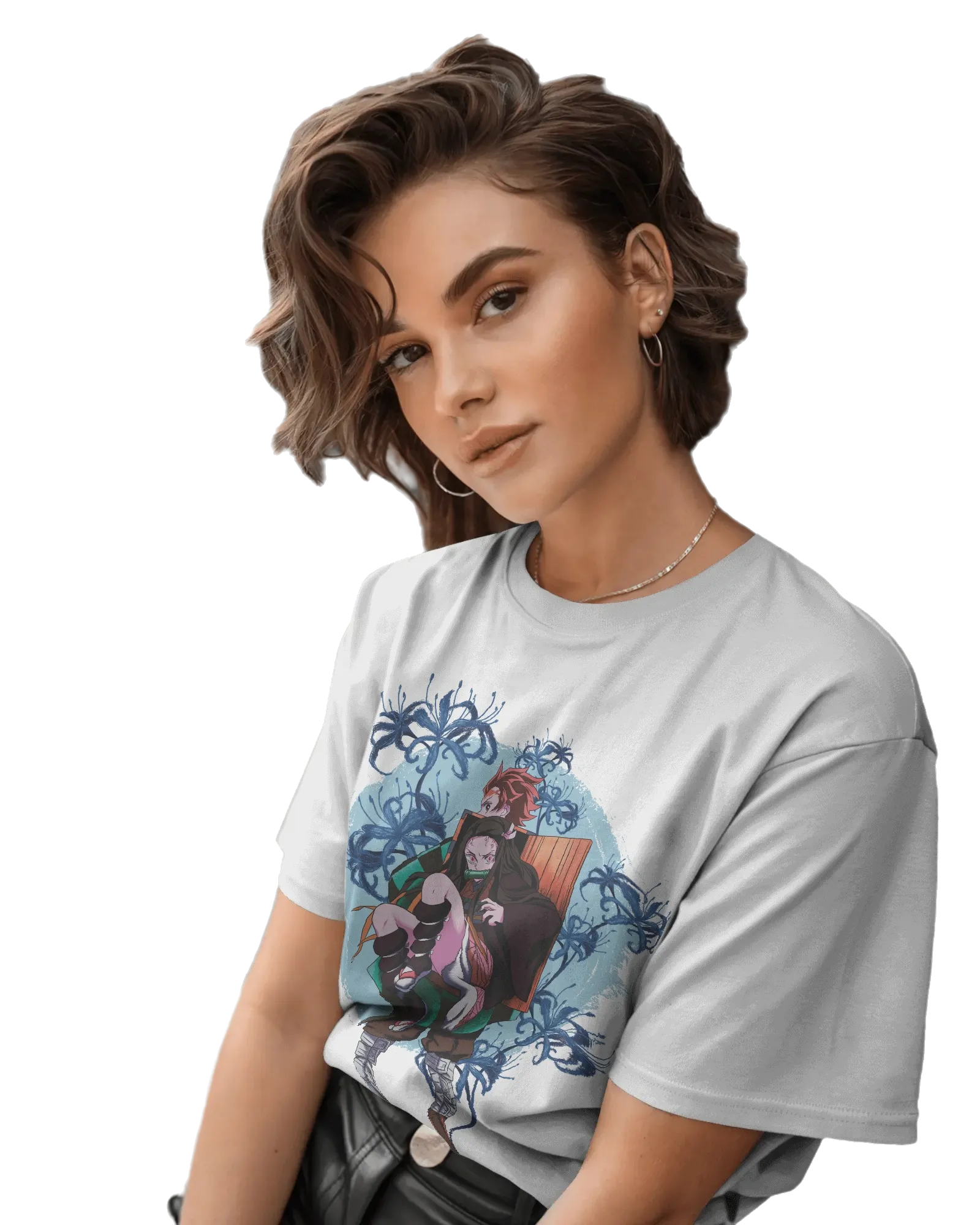 Tajiro and Nezuko - Demon Slayer Terry Oversized Tee