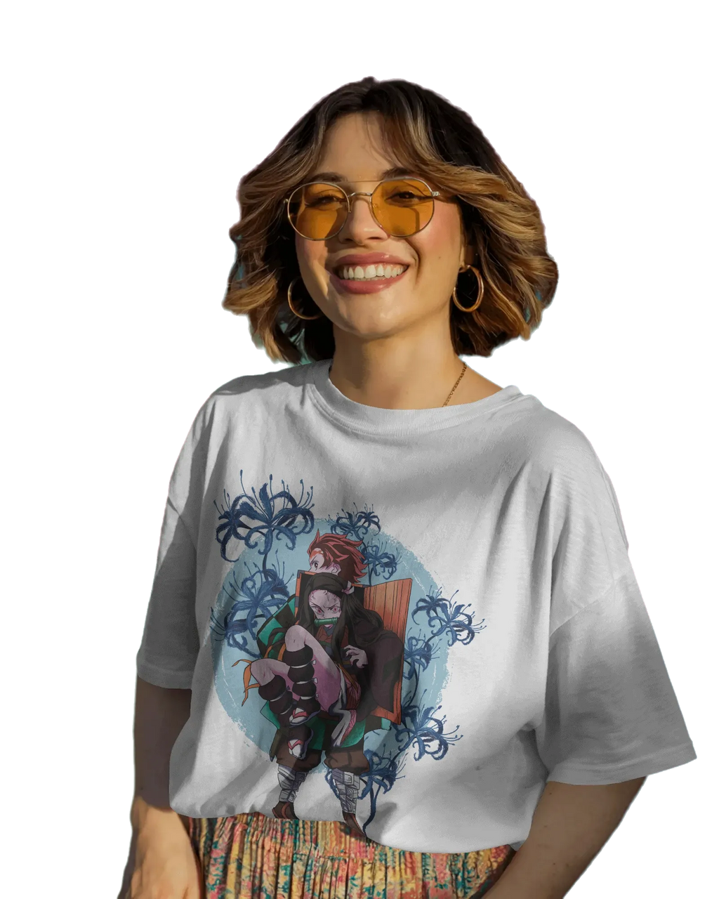 Tajiro and Nezuko - Demon Slayer Terry Oversized Tee