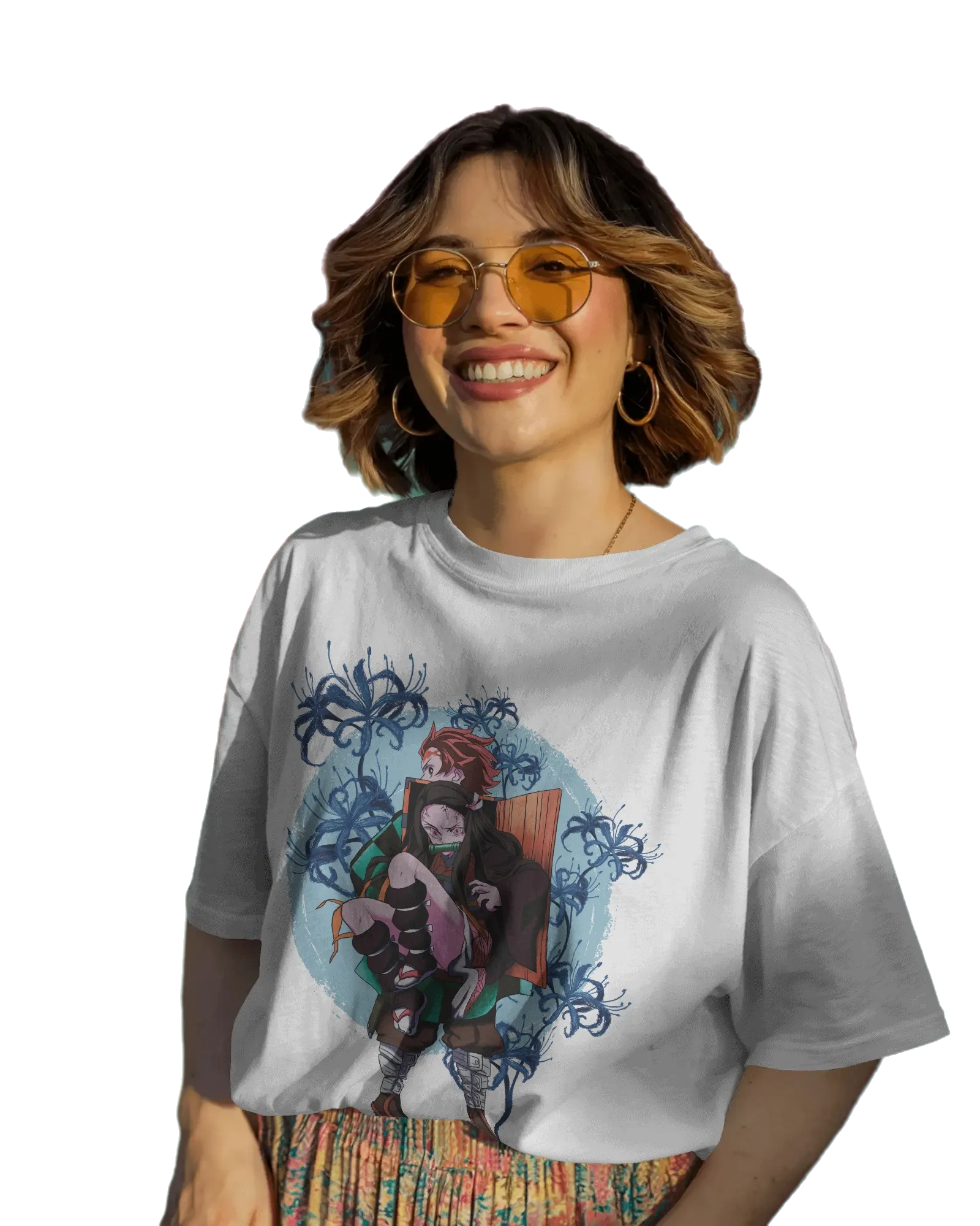 Tajiro and Nezuko - Demon Slayer Terry Oversized Tee