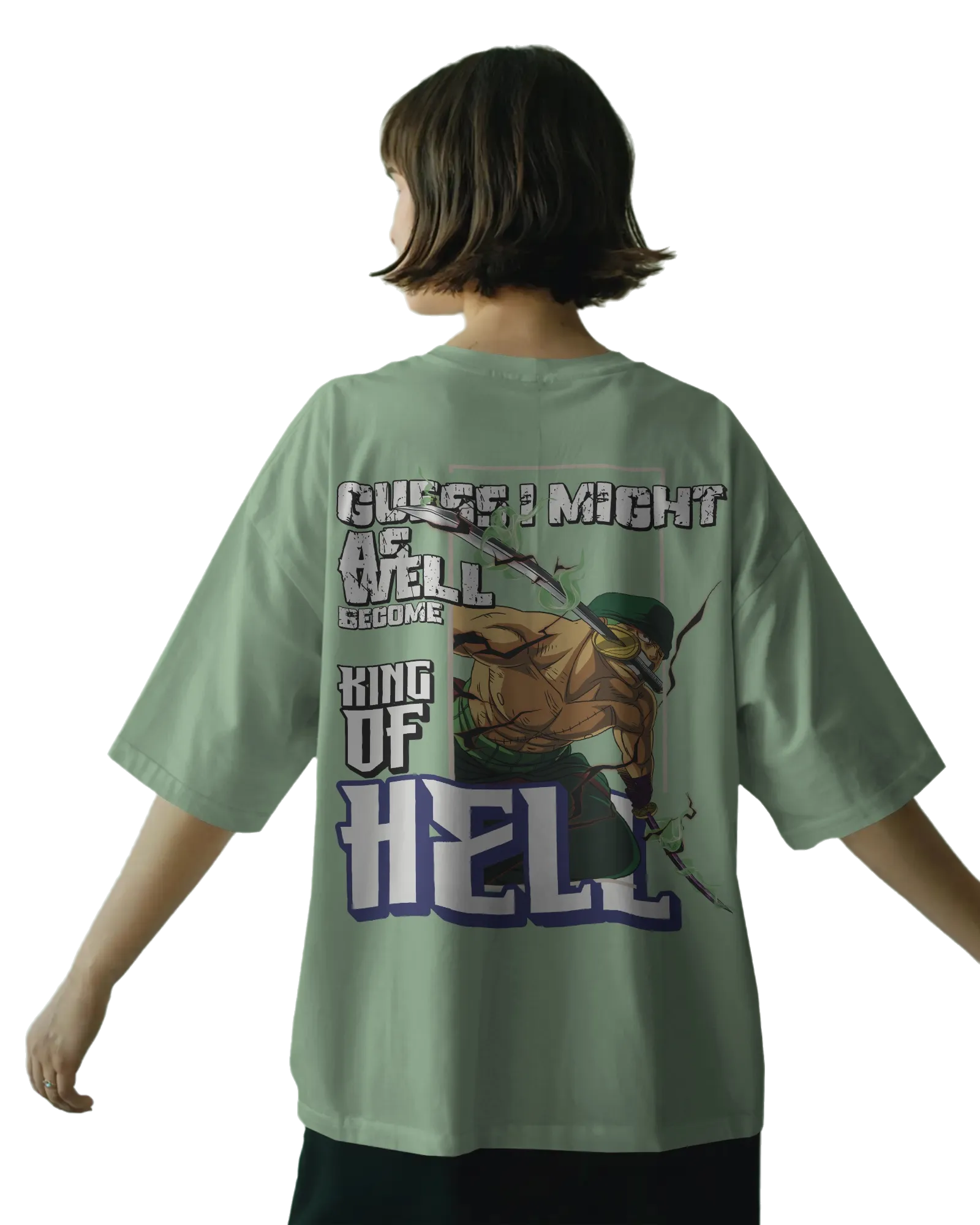 Zoro King of Hell - One Piece Terry Oversized Tee